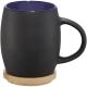 Taza de cerámica de 400 ml con base de madera Hearth Ref.PF100466-NEGRO INTENSO/AZUL 