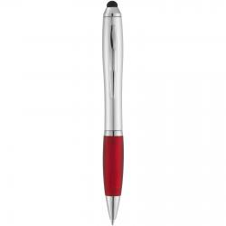 Bolígrafo con stylus plateado con empuñadura de color “nash” 