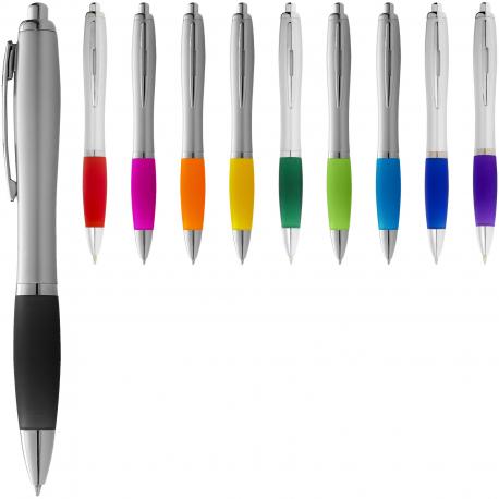 Bolígrafo plateado con empuñadura de color “nash” 