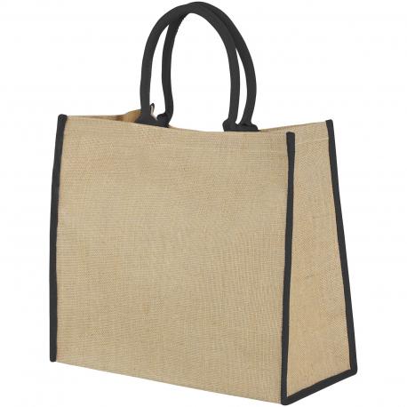 Bolsa tote de yute con bordes contrastados Harry