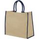 Bolsa tote de yute con bordes contrastados Harry Ref.PF120182-NATURAL/AZUL MARINO 