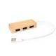 Puerto USB con cuerpo de bambú natural y cable en blanco NEPTUNE Ref.RIA3023-MADERA 