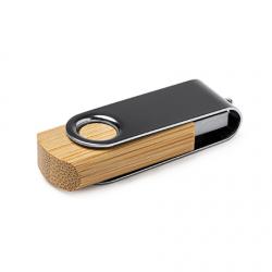 Memoria USB con cuerpo en bambú natural y clip giratorio metálico ULDON