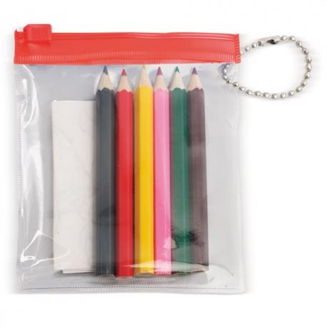 Bolsa pvc lapices colores rojo