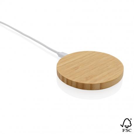 Cargador inalámbrico de 15W de bambú