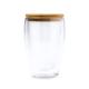 Vaso de doble pared realizado en cristal borosilicato con tapa de bambú VERTUS Ref.RVA4133-TRANSPARENTE 
