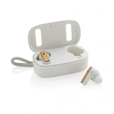 Auriculares TWS de plástico reciclado RCS y bambú 