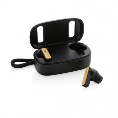 Auriculares TWS de plástico reciclado RCS y bambú 