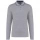 Polo piqué manga larga hombre Ref.TTK280-OXFORD GRAY/NAVY/WHITE