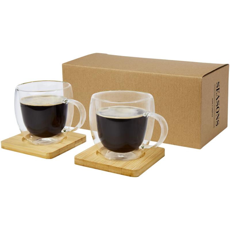 Set vasos de cristal doble pared 250 ml