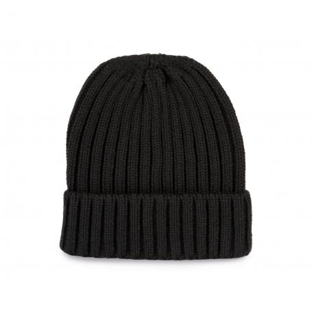 Gorro de punto canalé 2 x 1 con dobladillo