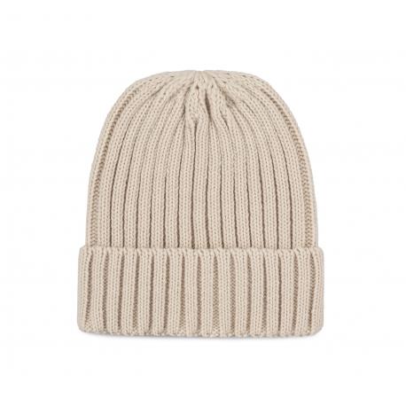 Gorro de punto canalé 2 x 1 con dobladillo