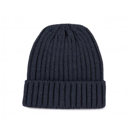 Gorro de punto canalé 2 x 1 con dobladillo