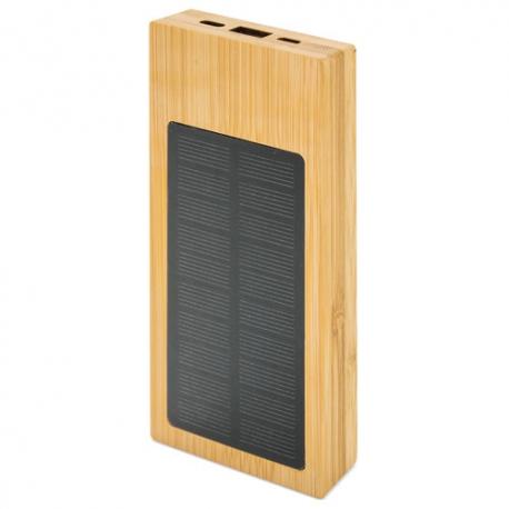 Power bank con cargador solar de bambu 