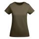 Camiseta de mujer entallada de manga corta en algodón orgánico certificado OCS BREDA WOMAN Ref.RCA6699-VERDE MILITAR