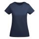 Camiseta de mujer entallada de manga corta en algodón orgánico certificado OCS BREDA WOMAN Ref.RCA6699-MARINO