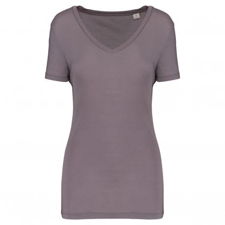 Camiseta lyocell tencel™ cuello de pico manga corta