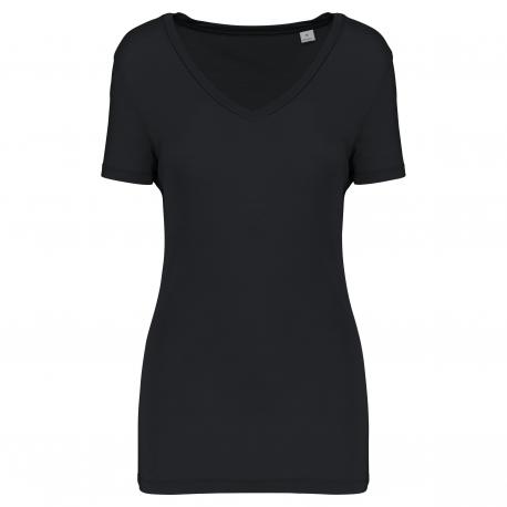 Camiseta lyocell tencel™ cuello de pico manga corta