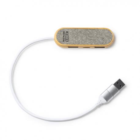 Puerto USB con cuerpo elaborado con un bonito diseño de bambú y tejido RPET BADOC