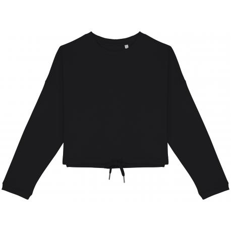 Sudadera ecorresponsable de cuello redondo oversize crop mujer