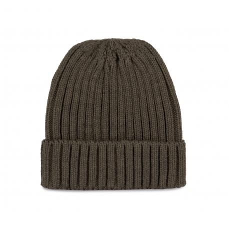 Gorro de punto canalé 2 x 1 con dobladillo