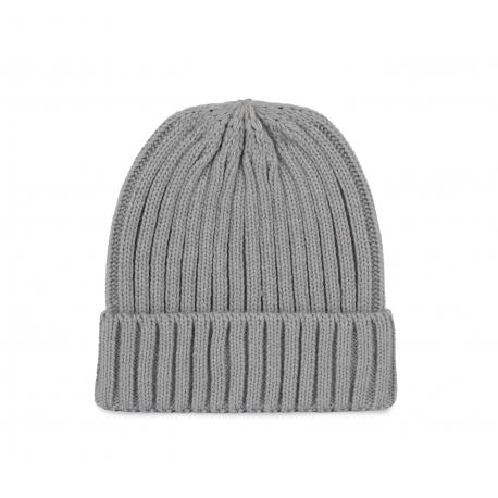 Gorro de punto canalé 2 x 1 con dobladillo