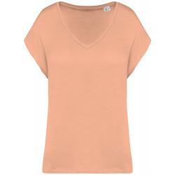 Camiseta ecorresponsable holgada con cuello de pico mujer