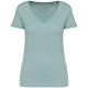 Camiseta ecorresponsable cuello de pico mujer Ref.TTNS334-JADE GREEN