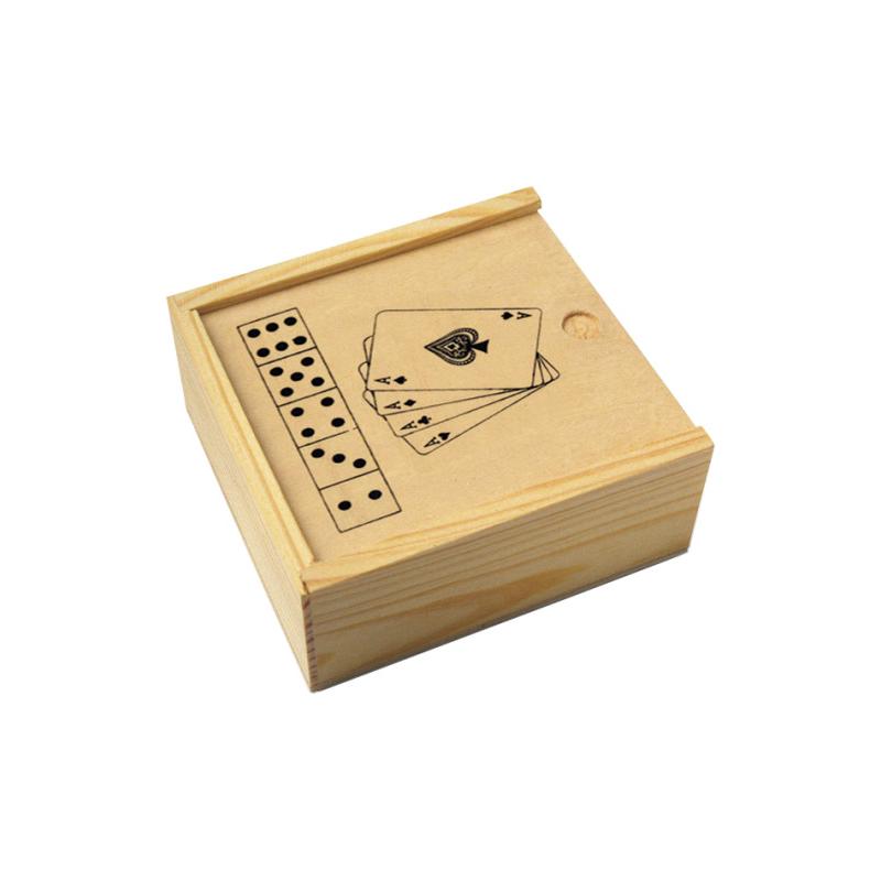 Baraja De Cartas Y Dados En Caja De Madera Personalizado Con