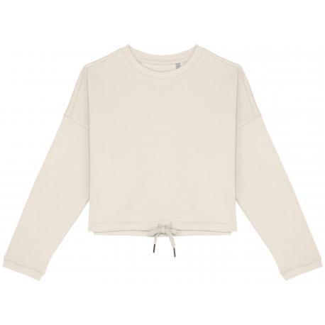 Sudadera ecorresponsable de cuello redondo oversize crop mujer