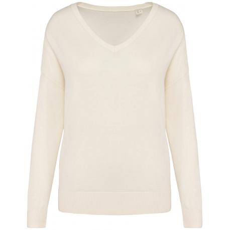 Jersey ecorresponsable cuello de pico de lyocell mujer