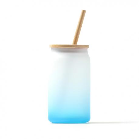 Vaso de cristal borosilicato efecto hielo degradado a color DALBY