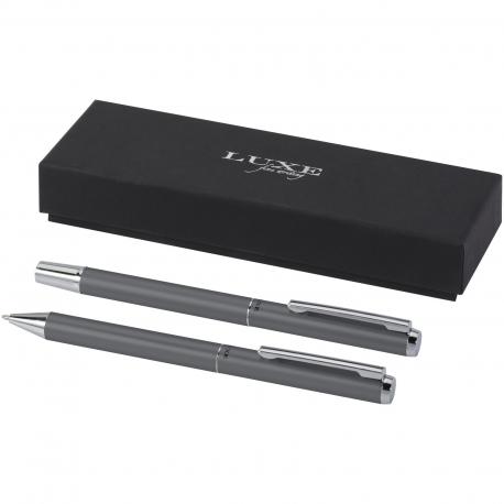 Set de regalo de bolígrafo y rollerball de aluminio reciclado Lucetto