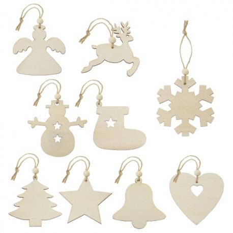 Set adornos de madera (9 pcs) 