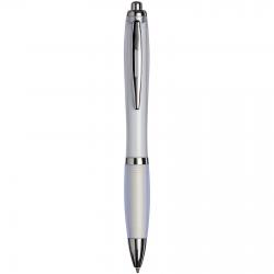 Curvy ballpoint pen with frosted barrel and grip 