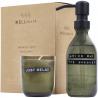 Dispensador de jabón de manos de 200 ml y juego de velas aromáticas de 150 g con fragancia de ámbar oscuro Wellmark discovery