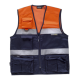 Chaleco tipo safari multibolsillos bicolor WORKTEAM C4010 Ref.WTC4010-MARINO/NARANJA AV