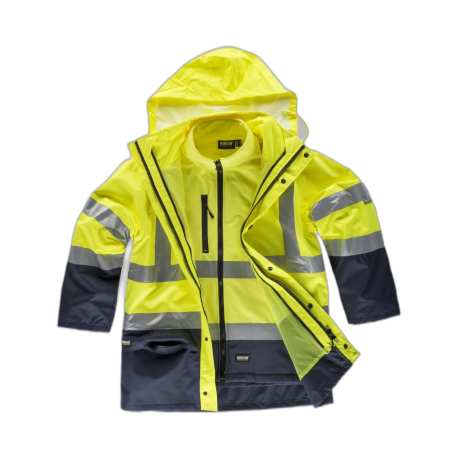 Parka 4 en 1 alta visibilidad con softshell: chaleco desmontable e impermeable WORKTEAM C3745