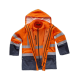 Parka 4 en 1 alta visibilidad con softshell: chaleco desmontable e impermeable WORKTEAM C3745 Ref.WTC3745-MARINO/NARANJA AV