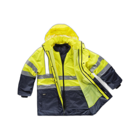 Parka 5 en 1 alta visibilidad: chaleco desmontable e impermeable WORKTEAM C3735