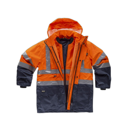 Parka 5 en 1 alta visibilidad: chaleco desmontable e impermeable WORKTEAM C3735