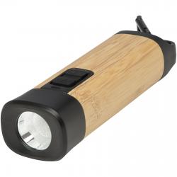 Linterna de plástico reciclado con mosquetón de bambú/RCS Kuma