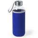 Botella de agua personalizada de cristal 420ml con funda Dokath Ref.5513-AZUL 