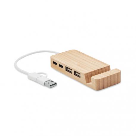 Hub usb de 4 puertos bambú Hubstand