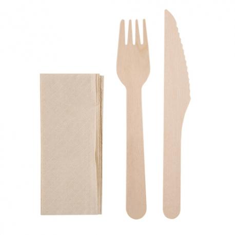 Set de cubiertos madera 3 pcs 