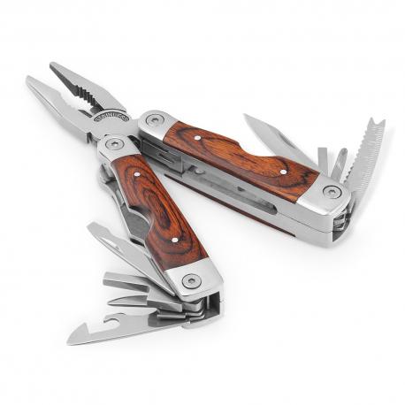 Alicates plegables con herramientas multifunción en acero inoxidable y madera Magnum