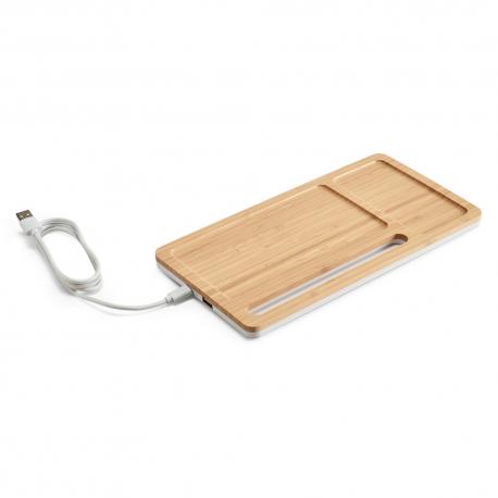 Organizador de sobremesa con cargador inalámbrico de 15w en bambú y abs Mott
