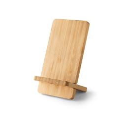 Soporte para smartphone con cargador inalámbrico rápido de 15 w en bambú Lange