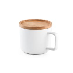 Taza de cerámica con tapa y base de bambú de 230 ml Fangio