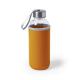 Botella de agua personalizada de cristal 420ml con funda Dokath Ref.5513-NARANJA 